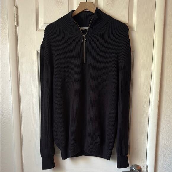 Mango Men's Ribbed Sweater Zip Neck size medium - Picture 2 of 8